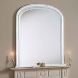 Arched white overmantle mirror