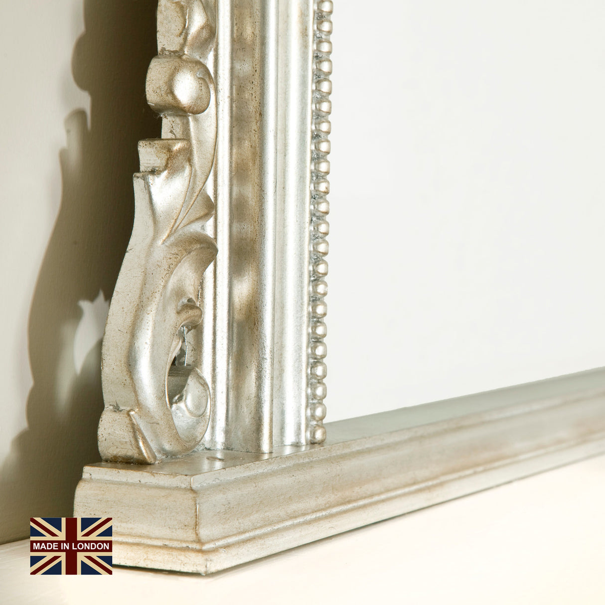 Image of Isabella Antiqued Silver Overmantle Mirror