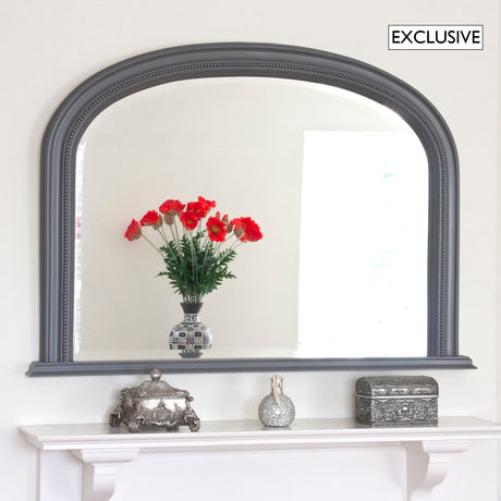 Image of Dark Grey Diana Arched Overmantle Mirror