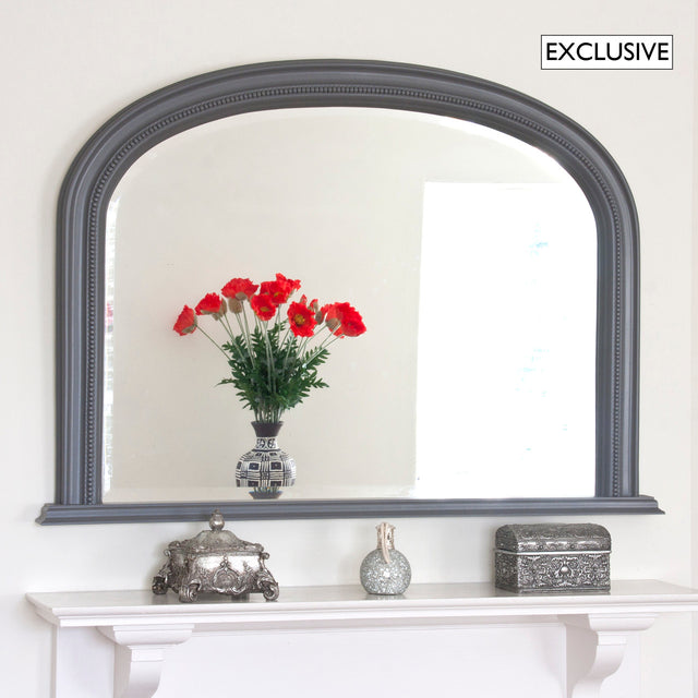 Image of Dark Grey Diana Overmantle Mirror