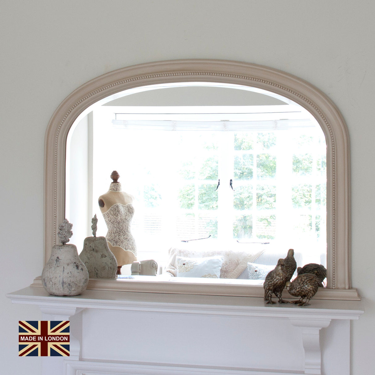 Image of Diana arch Ivory Overmantle Mirror