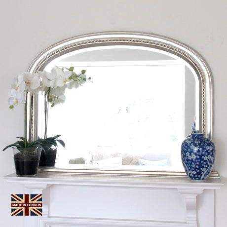 Image of Diana Arched Antiqued Silver Overmantle Mirror