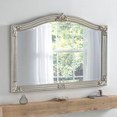 Image of silver arched Mantle mirror