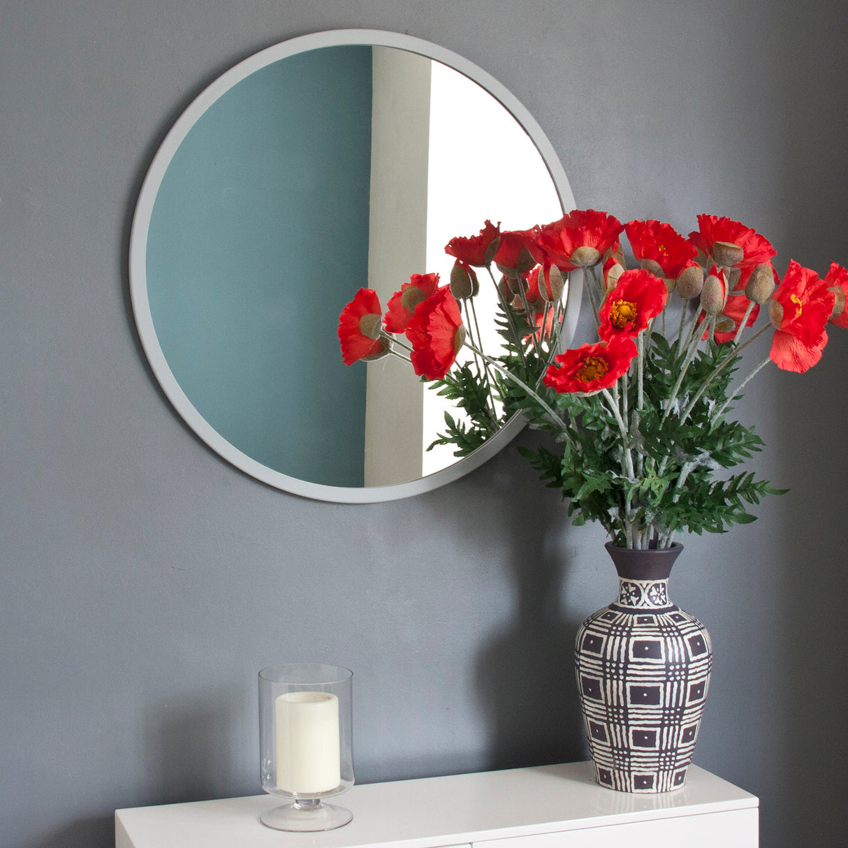 Image of Modern Light Grey Round Mirror