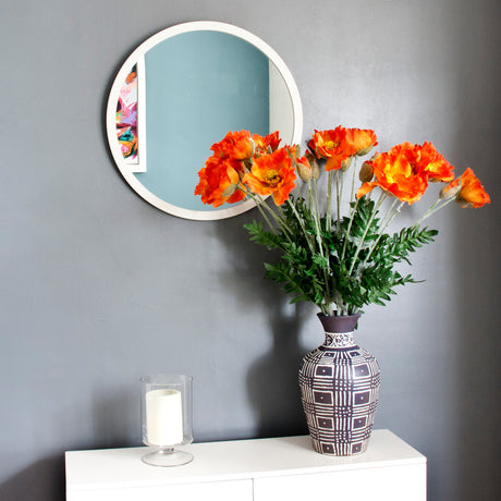 Image of Modern White Round Mirror