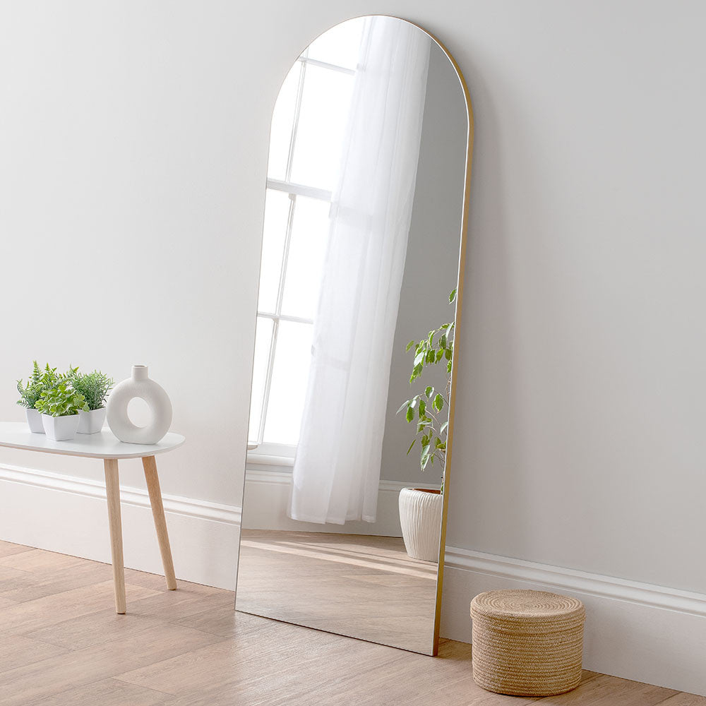 Frameless arched full length mirror