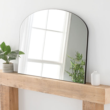 carved arched simple wall mirror in black