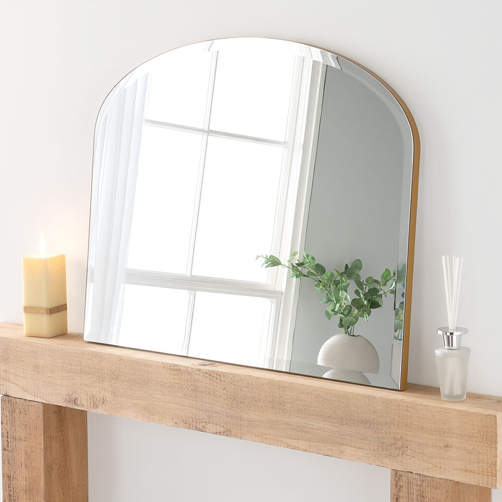 curved arched simple overmantle mirror bevelled