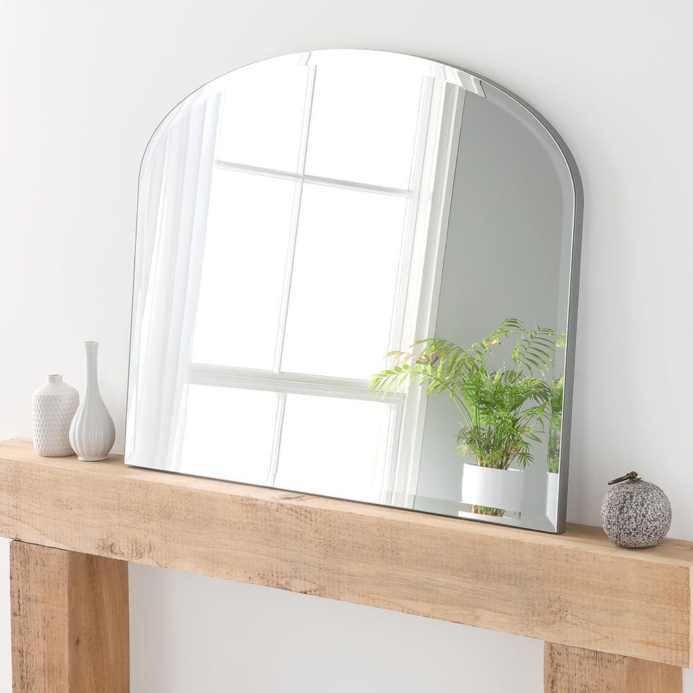 curved arched simple overmantle mirror bevelled