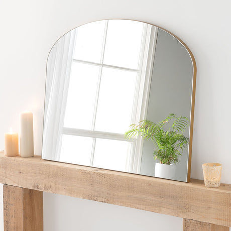 curved arched simple wall mirror gold