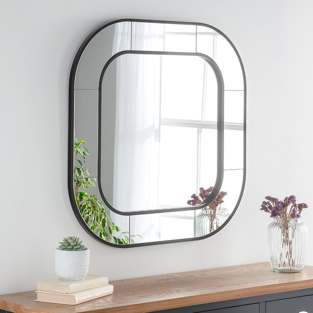 Elegant sq blk 80cm mirror