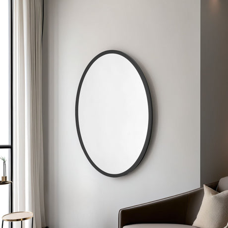 black simple oval mirror