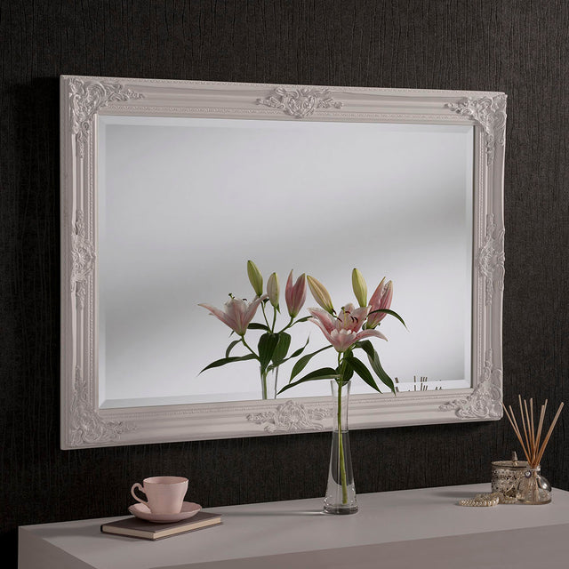 image of ornamental white mirror