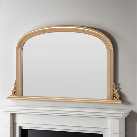 Arched gold classic overmantle mirror