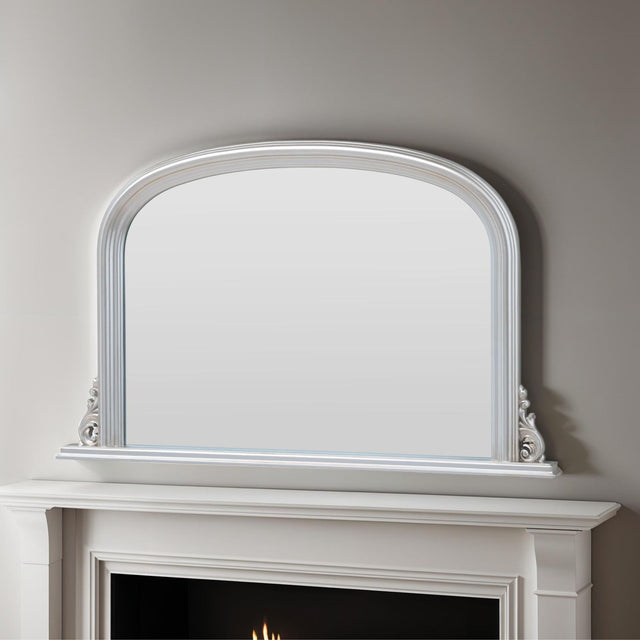 silver arched classic overmantle mirror