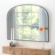 image of minimal edge arched overmantle black mirror