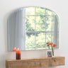 Image of minimal edge silver arched mantle mirror