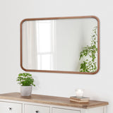 Image of curved oak mirror