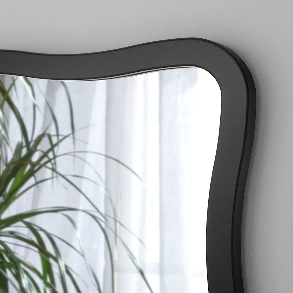 Scalloped Edge Mirror In Black