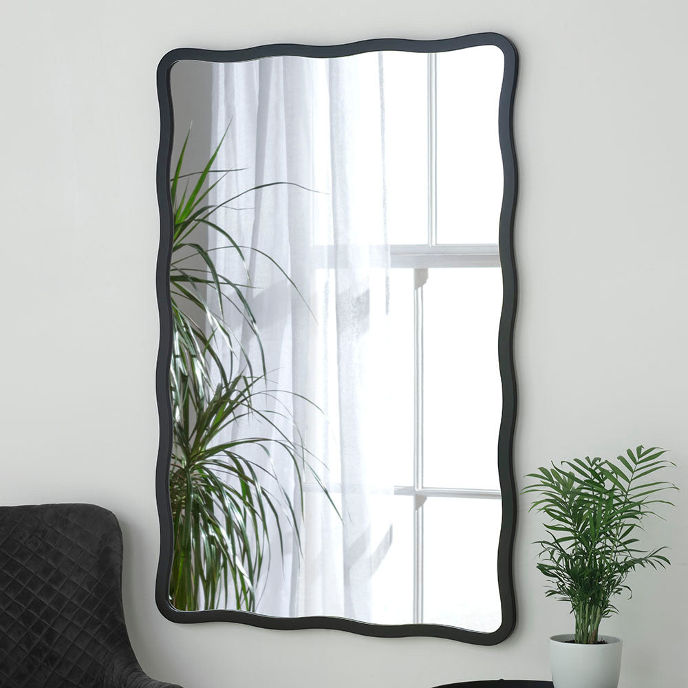 Scalloped Edge Mirror In Black