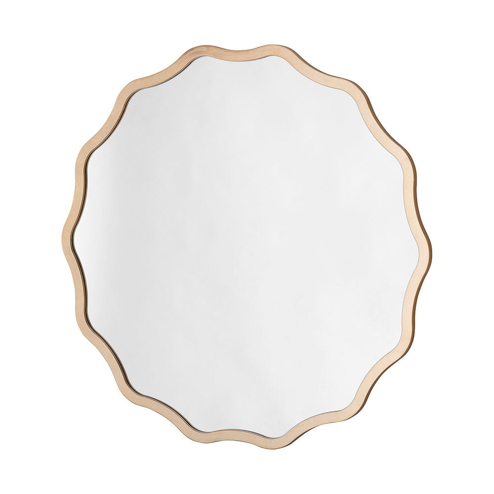 Scalloped round mirror in gold