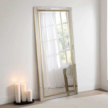 Demelza All-Glass Gold Dress Mirror