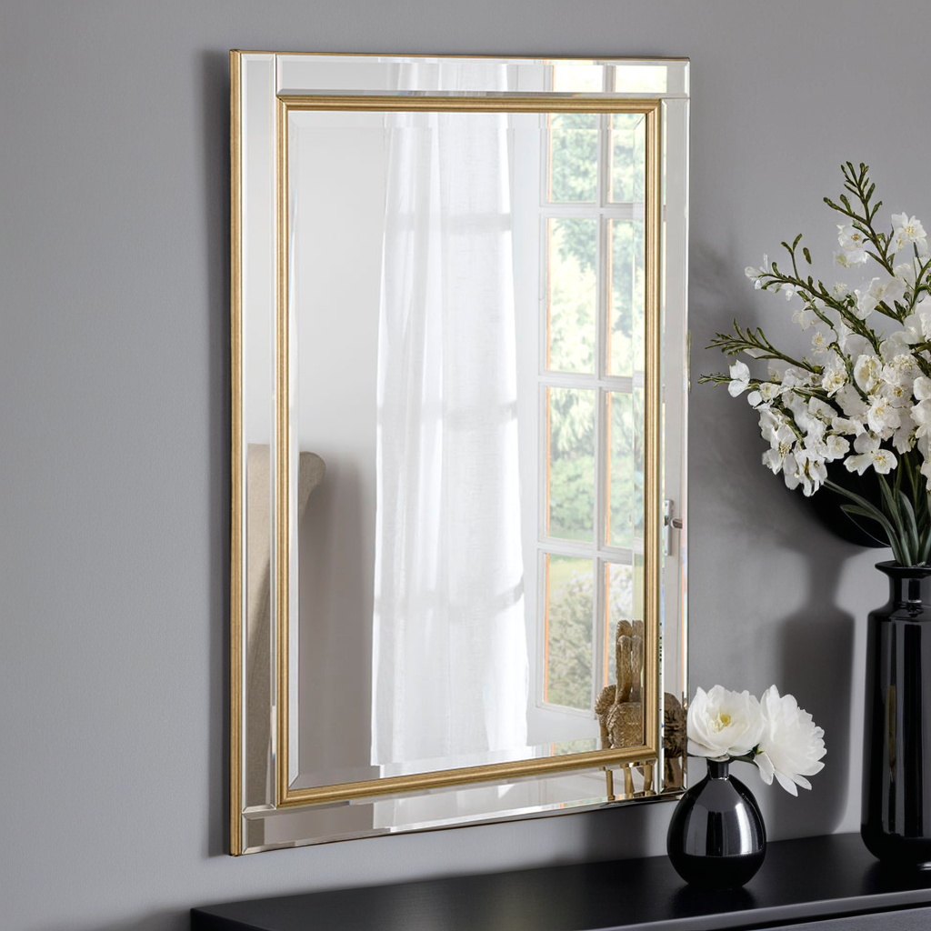 Demelza All-Glass Gold Dress Mirror