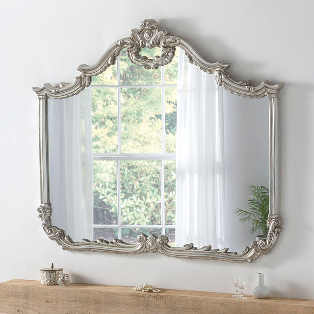 Image of Baroque champagne silver mirror