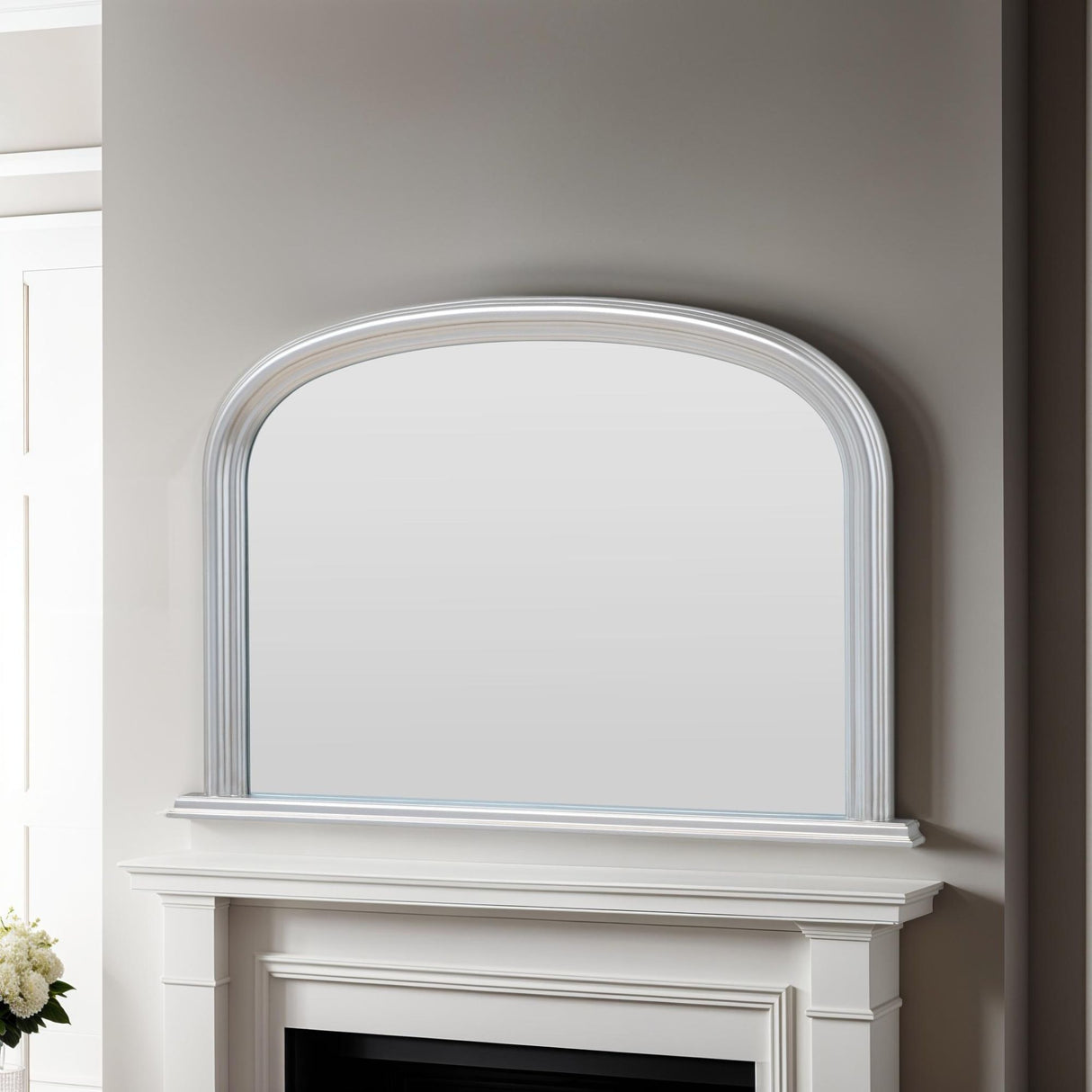 Arched Antique silver Overmantle Mirror