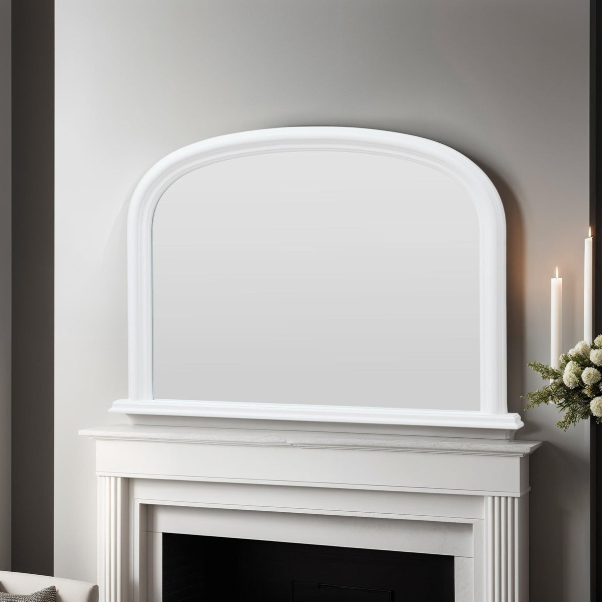 Evelyn Arched White Overmantle Mirror