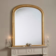 Tall arched gold overmantle mirror