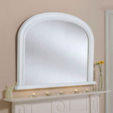 Arched white overmantle mirror