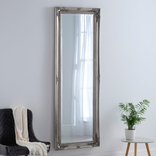 French Style carved silver mirror