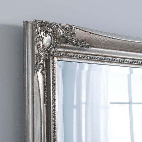 Carved silver French style mirror