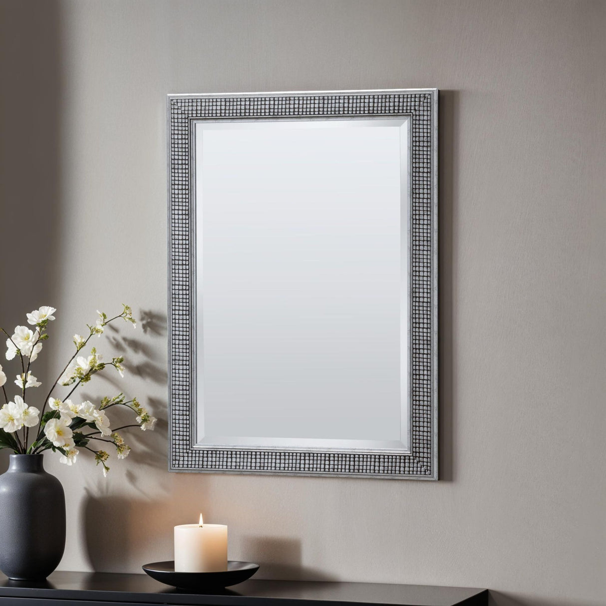 Brock Silver Rectangular Modern Mirror