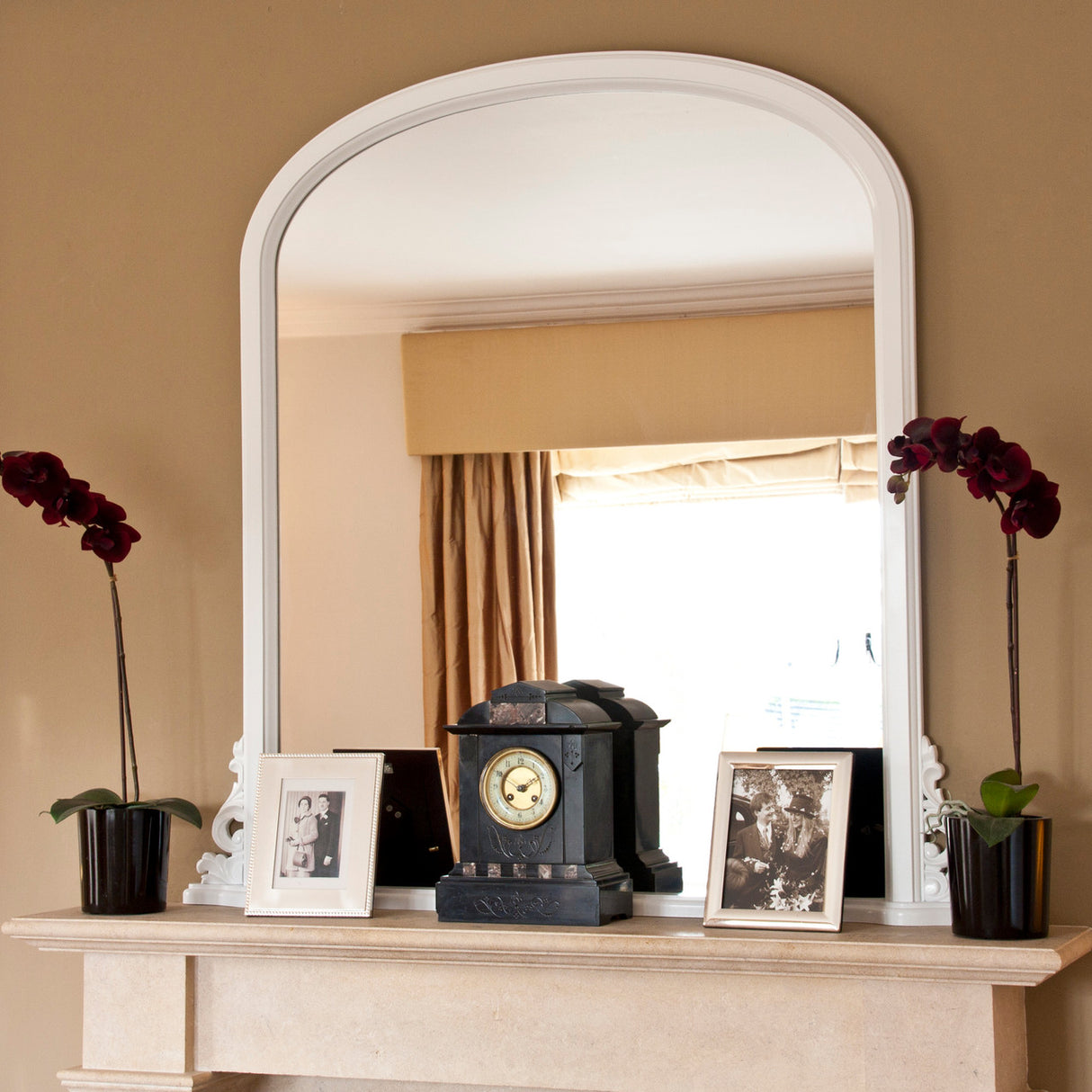 Image of Delphine White Overmantle Mirror