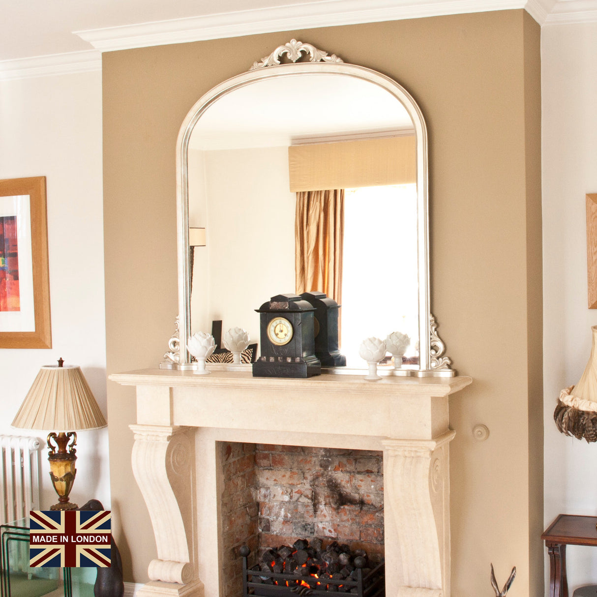 Image of  Victoria warm Silver Overmantle mirror