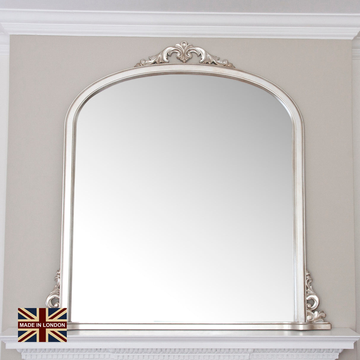 Image of Victoria warm Silver Overmantle mirror