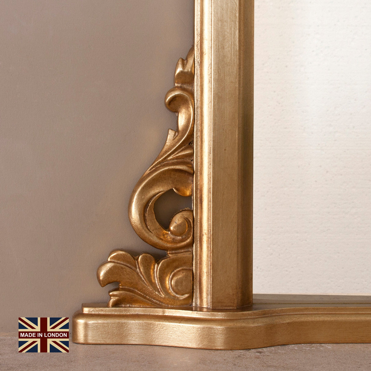 Image of Victoria Antiqued Gold Overmantle mirror