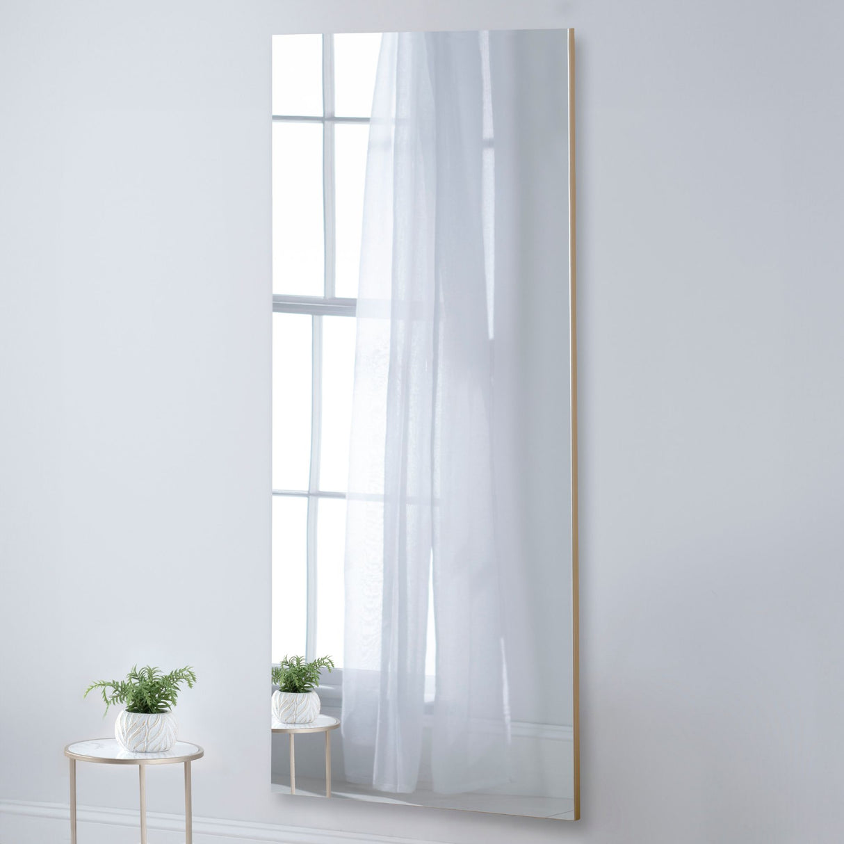 Large full length frameless wall mirror